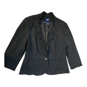 W & B womens‎ black ruffle blazer jacket sz 12 Lined